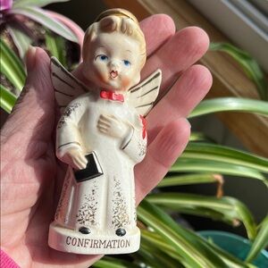Vtg Confirmation Boy Angel Holding Bible Ceramic Figurine Sanmyro Japan *READ*